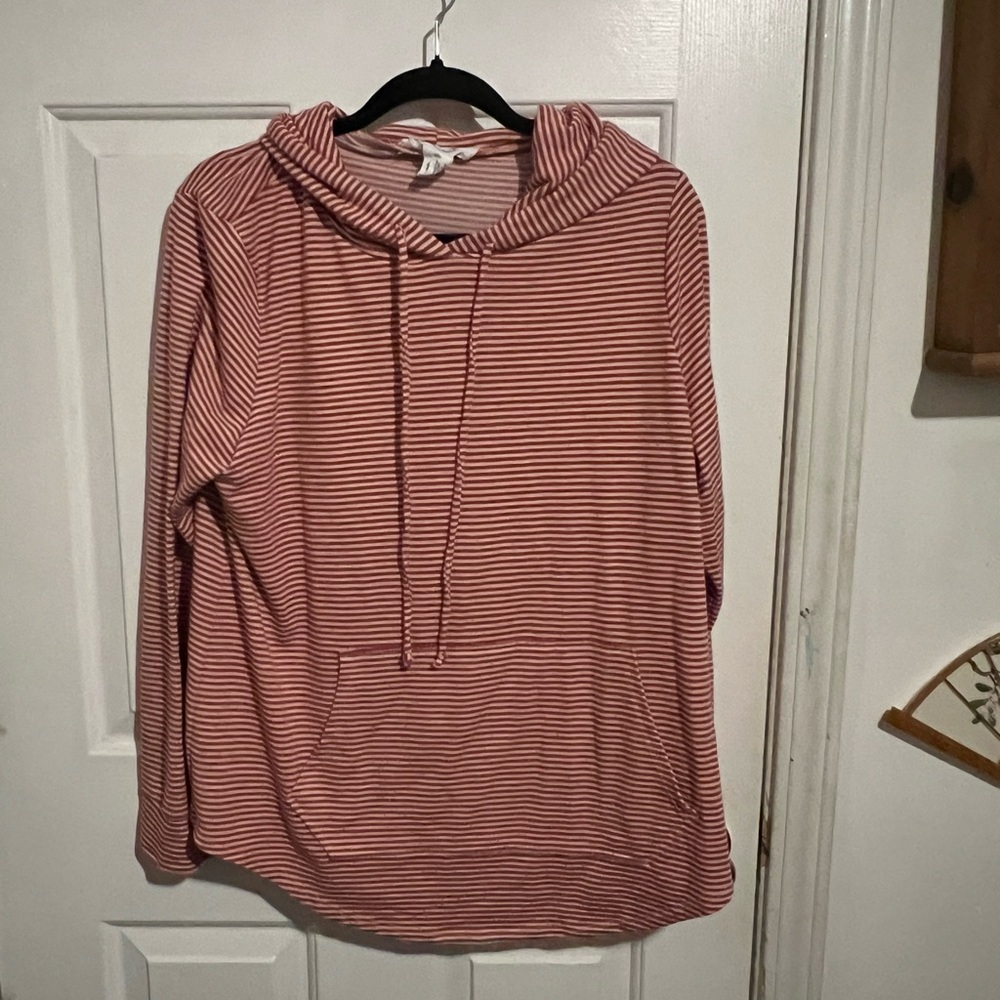 Workshop Republic Clothing Striped Hoodie in Red and White